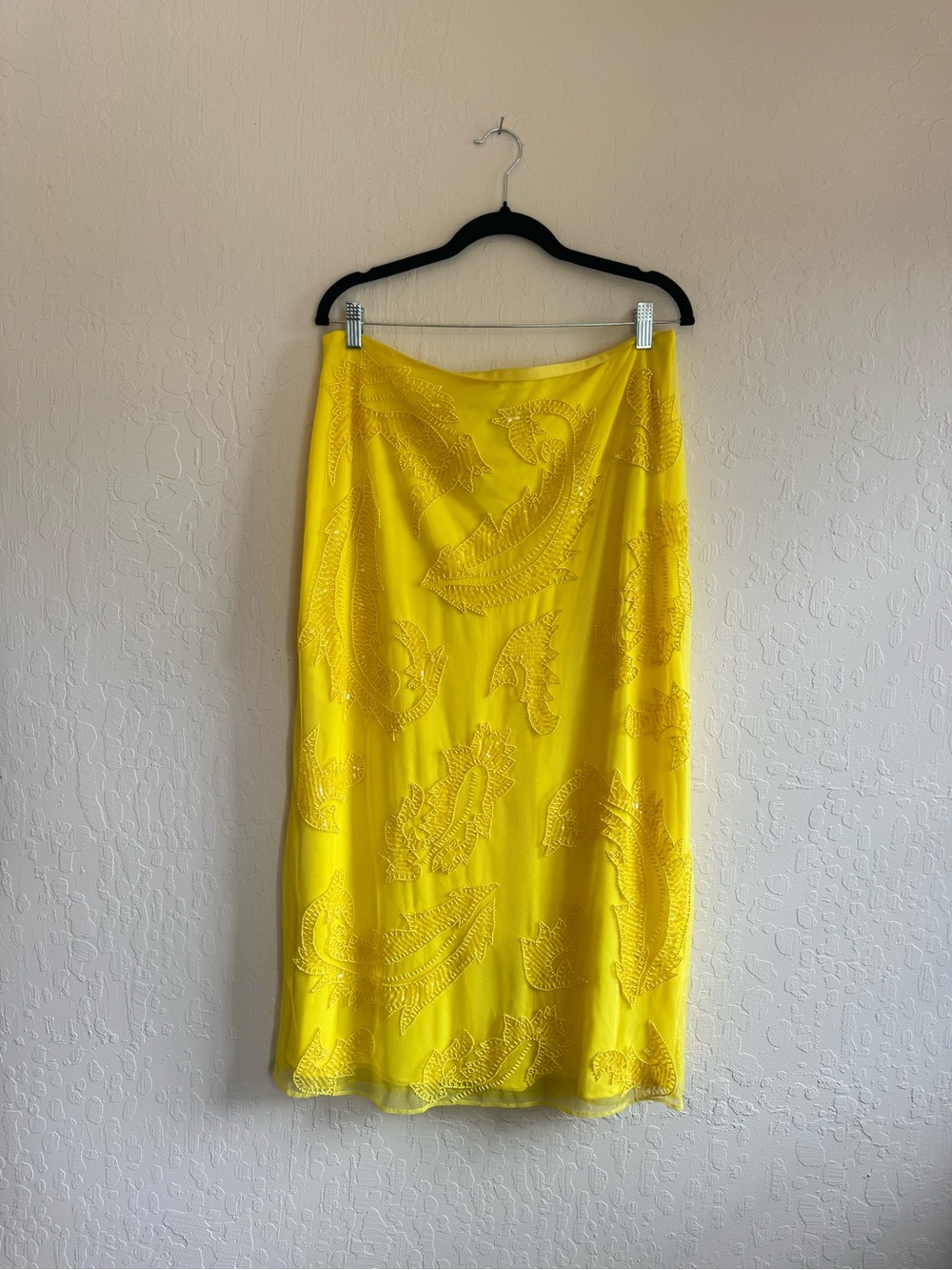Ralph Lauren Yellow Beaded Midi Skirt